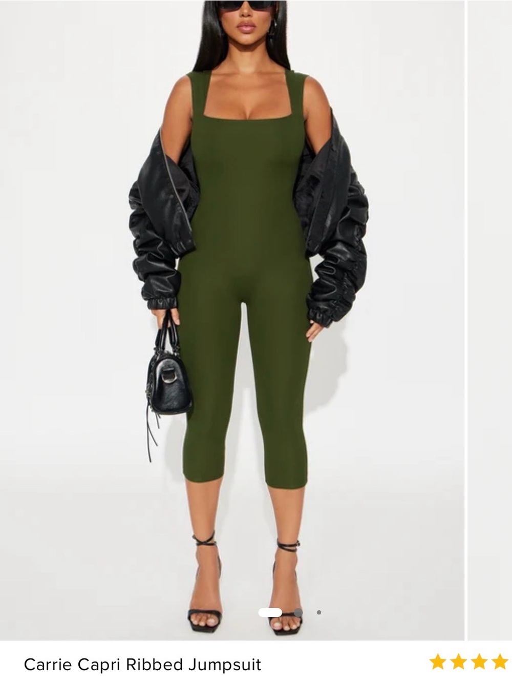 Olive Green Ribbed Jumpsuit- Size L
